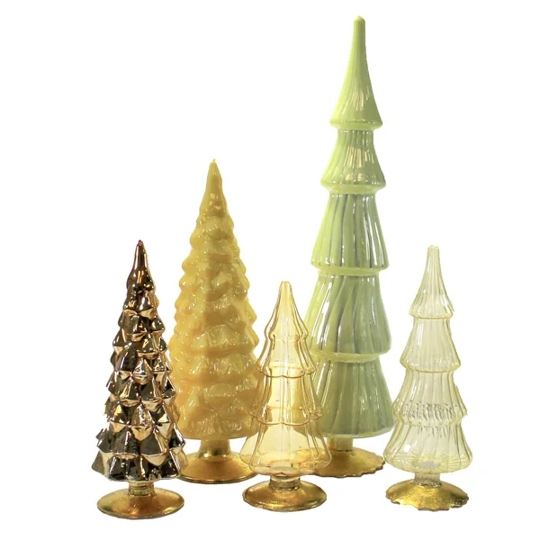 Christmas Yellow Orange Hued Glass Trees Set/5 Decorate Mantle Christmas Ms2040y - Size: 17.00 H x 4.00 W x 4.00 D