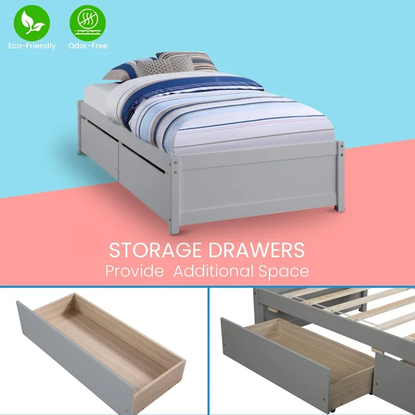 Gestel Twin 2 Drawer Solid Wood Daybed - Grey