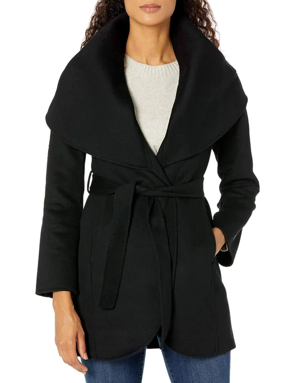 Tahari Women's Marilyn Double-Face Wool-Blend Coat - Black - Size M