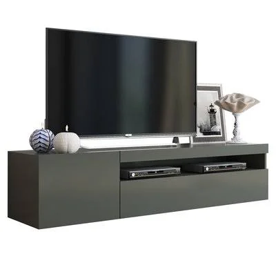Orren Ellis Cribbs TV Stand Color: Gray/Gray Gloss - Width of TV Stand: 61x22