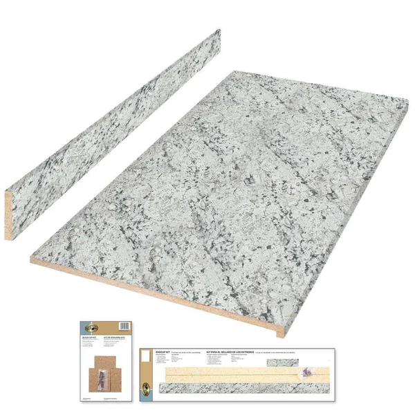 Hampton Bay 8 ft. Cream Laminate Countertop Kit with Eased Edge in White Ice Granite Etchings