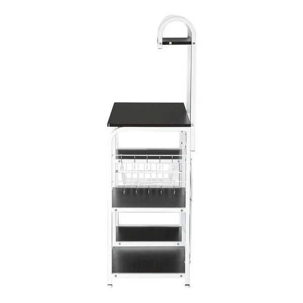 Phoebecat 4-Tier Kitchen Baker&s Rack Storage Shelf Microwave Stand w/ 10 Hooks - Deep Brown