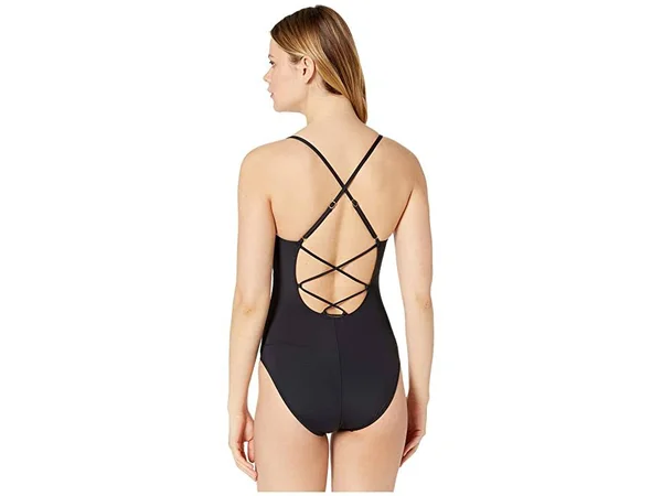 La Blanca Island Goddess Lace-Up One-Piece Black - Women's, Size: 0