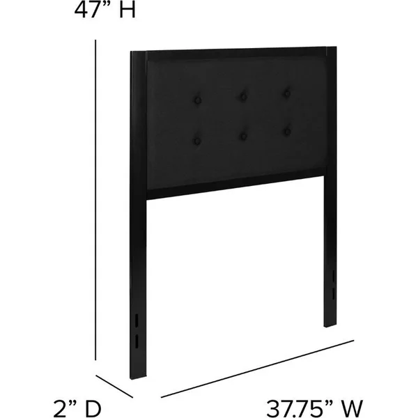 Bristol Metal Tufted Upholstered Headboard Fabric Twin Size, Black