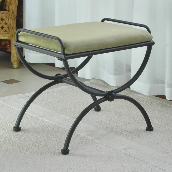 International Caravan Iron Upholstered Vanity Stool - Sage