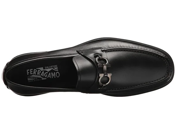 Salvatore Ferragamo Men's David Gancini Bit Leather Loafers - Black - Size 13