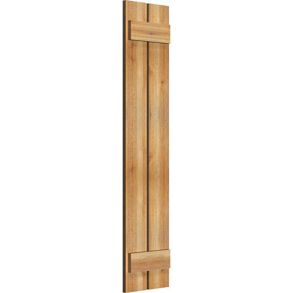 Ekena Millwork RBS06S11X051RWR 11 1/4x22W x 51x22H TimberCraft Two 5 3/8x22 Boards Spaced Board-n-Batten Shutters - Rough Sawn We