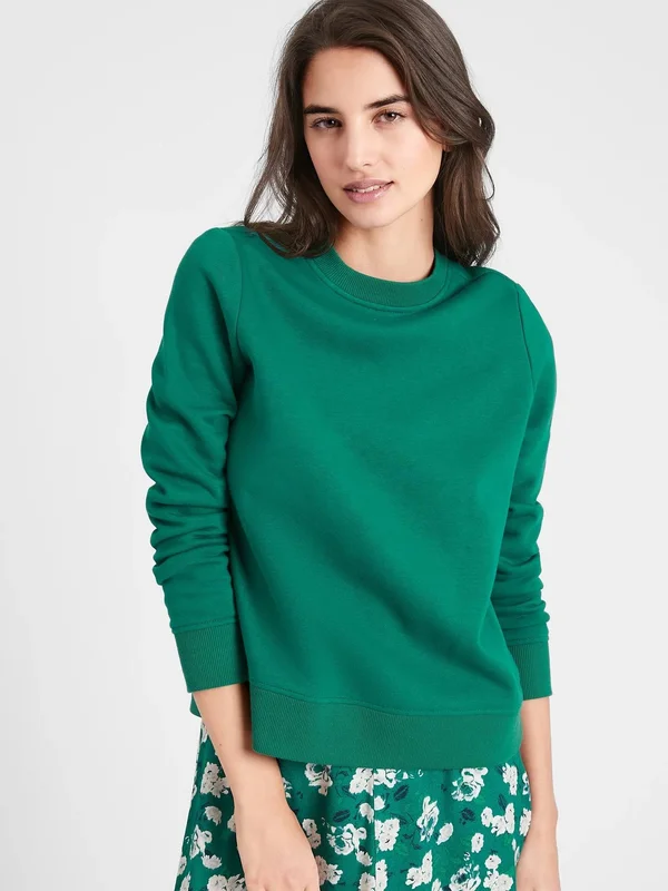 Women's Fleece Crew-Neck Sweatshirt Evergreen