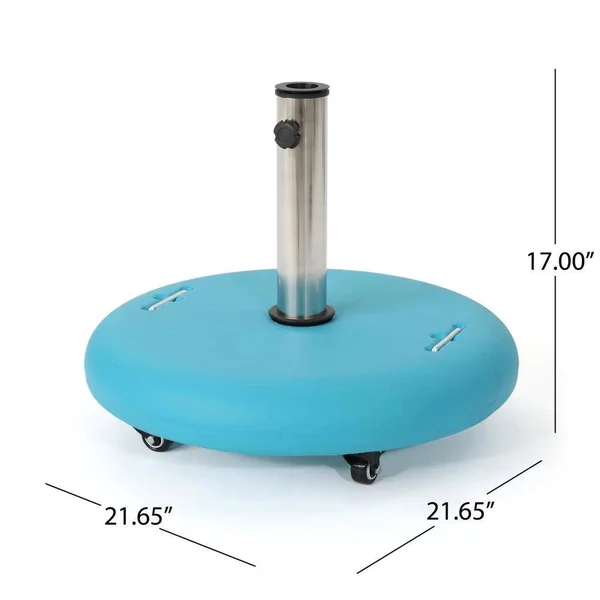 Noble House Guadalupe 88 lbs. Round Patio Umbrella Base in Teal, Blue