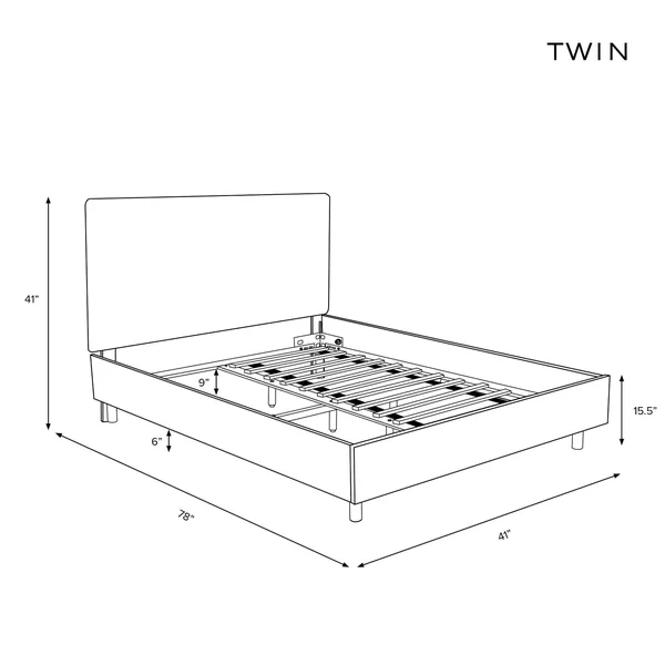 Twin Tufted Platform Bed in Zuma Linen Tan - Project 62