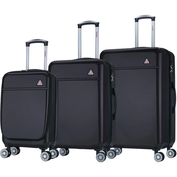 InUSA Avila 3-Piece Hardside Spinner Luggage Set in Black