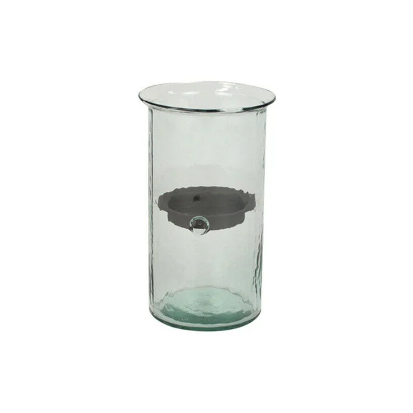 My Swanky Home Classic Medium 10 inch Tall Glass Hurricane Rustic Pillar Candle Holder Textured, 6" x 10"
