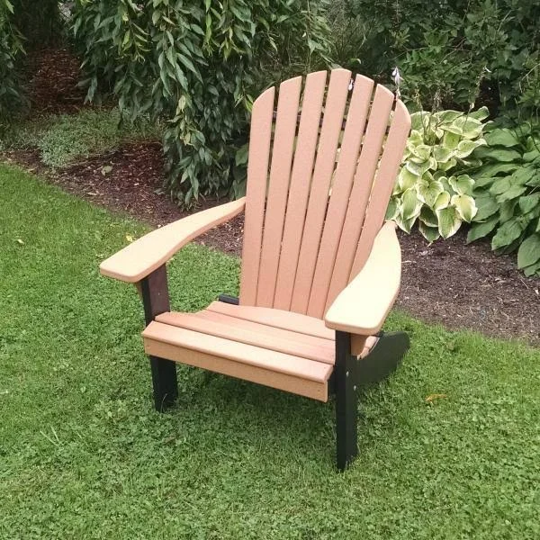 Poly Fanback Adirondack Chair with Black Frame, Size: 5.5, Red