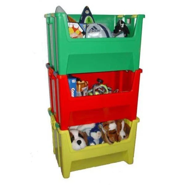 Redmon USA Pack &n& Stack Green Yellow Red 50Ltr 3-Piece Organizer Set