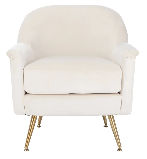 Safavieh Brienne Mid-Century Arm Chair - Ivory/Brass