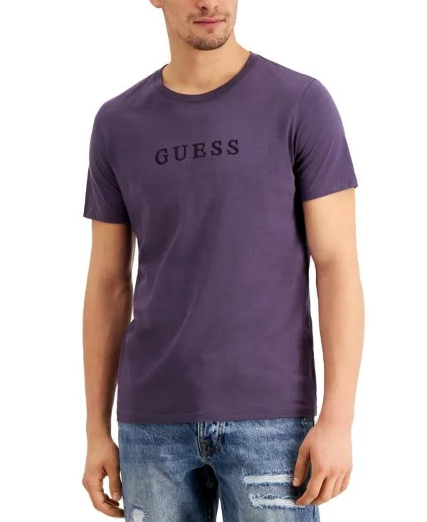 Guess Men's T-Shirt Large Embroidered Logo Crewneck Tee L