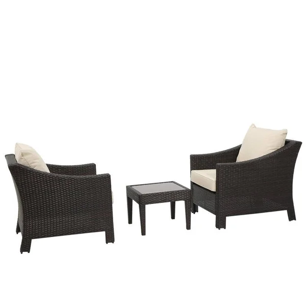 Noble House Antibes 3PC Multi-Brown PE Chat Set - 296061