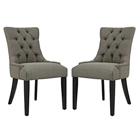Modway Regent Set of 2 Fabric Dining Side Chair in Granite, Black