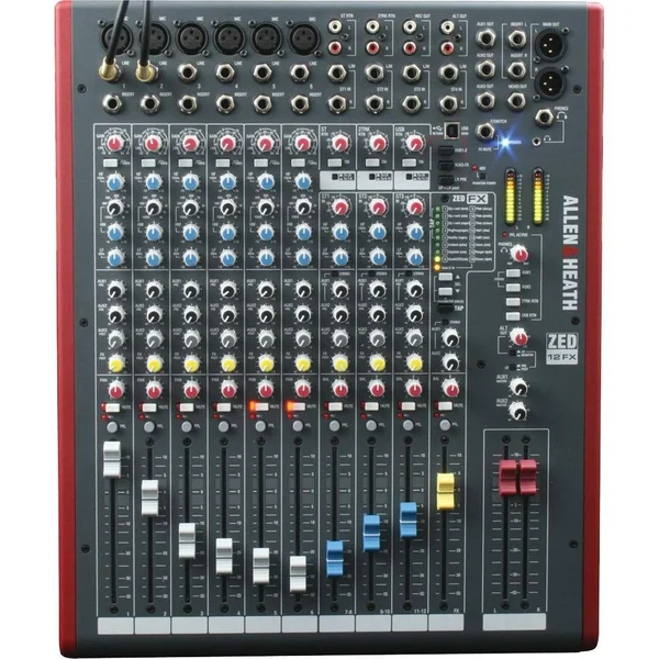Allen & Heath ZED-12FX 12 Input USB Audio Mixer with Effects, White