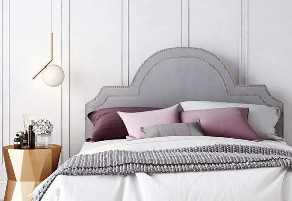 TOV Furniture Laylah Grey Velvet Headboard, Queen