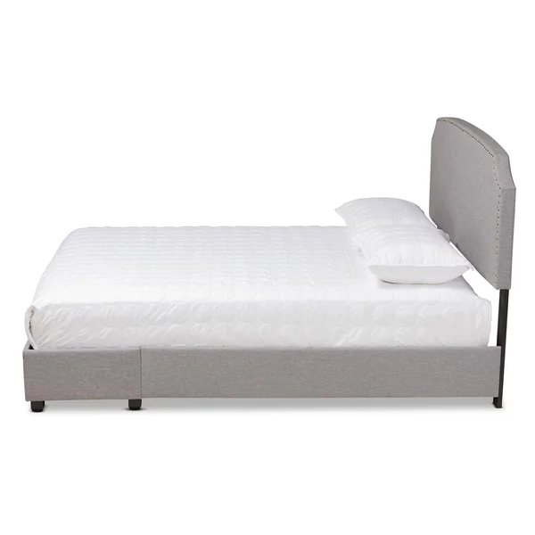 Baxton Studio Larese Light Grey Fabric Upholstered 2-Drawer King Size Platform Storage Bed