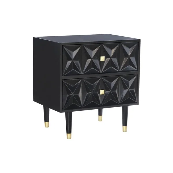 Linon Rhodri 2-Drawer Nightstand, 27x22H x 25x22W x 18x22D, Black