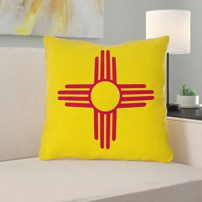 Centers New Mexico Flag in, Cotton Twill/Throw Pillow-Concealed Zipper-Indoo East Urban Home Size: 14x22 x 14