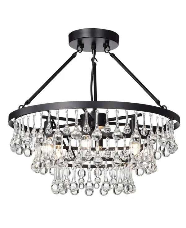 Kerstin Matte Black 6-Light Semi-Flushmount