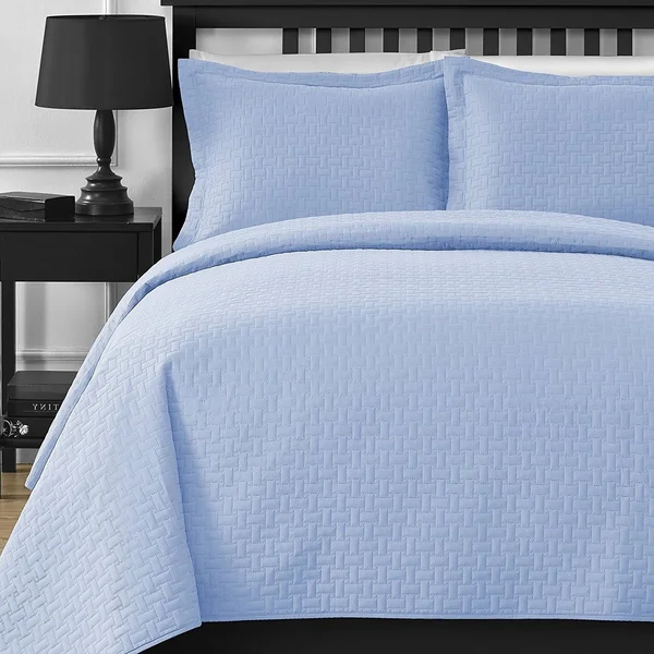 Comfy Bedding Frame Thermal Pressing 3-Piece Oversize Coverlet Set - Plum - King