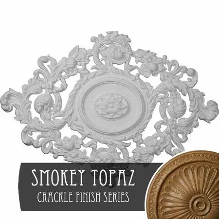 Ekena Millwork CM30KISTC 30 3/8x22W x 20 3/4x22H x 1x22P Kinsley Flowing Leaf Ceiling Medallion, Hand-Painted Smokey Topaz Crack