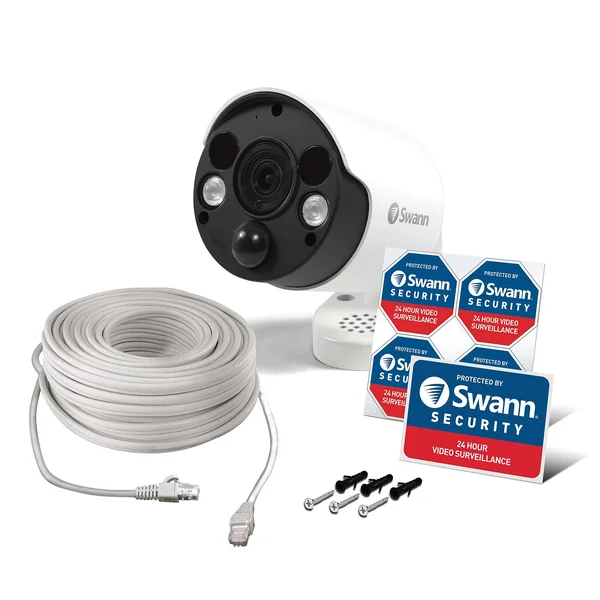Swann Wired PIR Bullet Security Camera & Spotlight, 4K Ultra HD Surveillance Cam 885MSFB