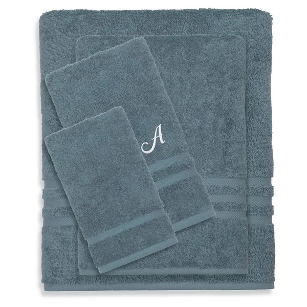 Linum Home Textiles Denzi 4 Piece Monogrammed Towel Set - Blue