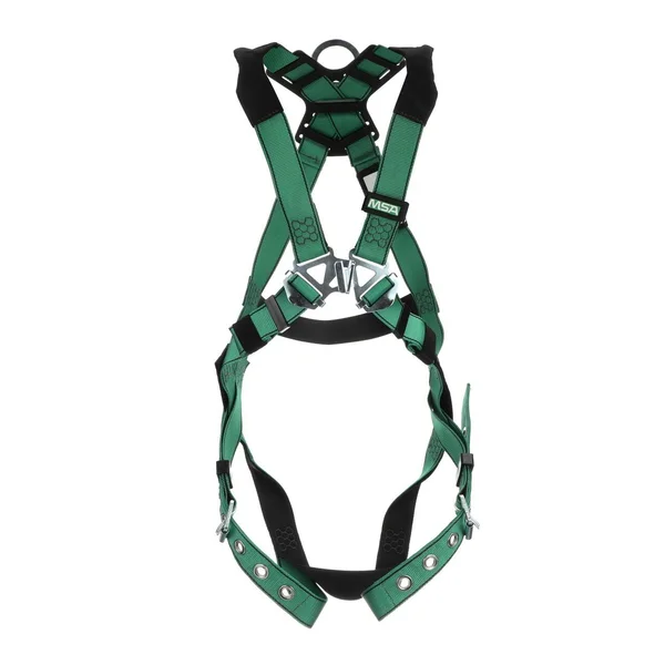 MSA V-FORM Full-Body Harness, Back D-Ring, Standard, Tongue Buckle Leg Straps 10196642