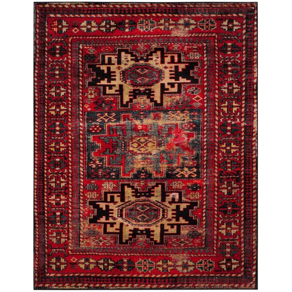 Safavieh Vintage Hamadan Rug Collection VTH213M - Light Blue - Black - 5&-3x22 x 7&-6x22