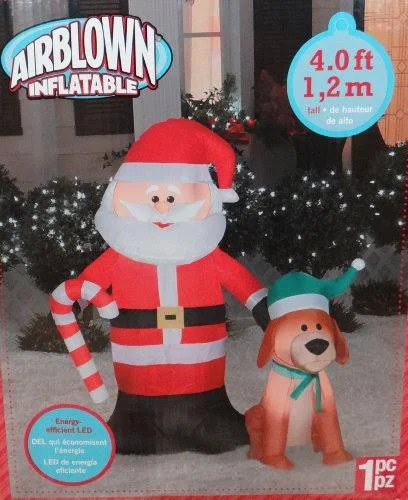 Gemmy 87868 Airblown Santa and Dog, 4'
