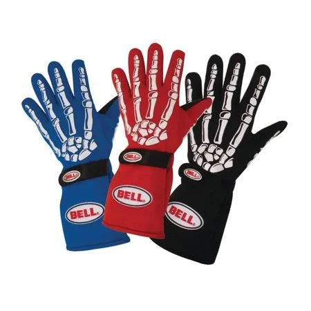 Bell Blue Skeleton Racing Gloves, XXL, Double Layer SFI 5, Size: One Size