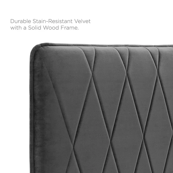 Leila Performance Velvet Twin Headboard Charcoal Modway