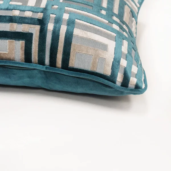 Maze Peacock Cut Velvet Pillow 20x22x20x22 - Feather - Accent