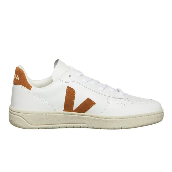 Veja Men's V-10 Leather Trainers - Extra White/Camel - UK 7