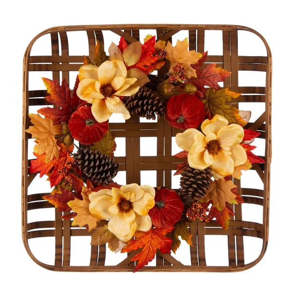 Glitzhome 22x22D Blooming Magnolia Wreath with 24x22L Bamboo Basket