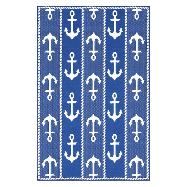 Mad Mats Anchor Indoor/Outdoor Area Rug Blue, White