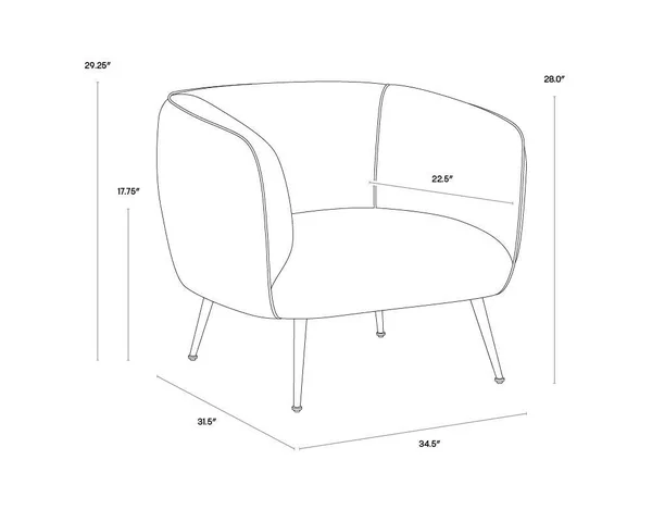 Sunpan Amara 17x22 Modern Fabric Lounge Chair in Abbington Navy - 105522