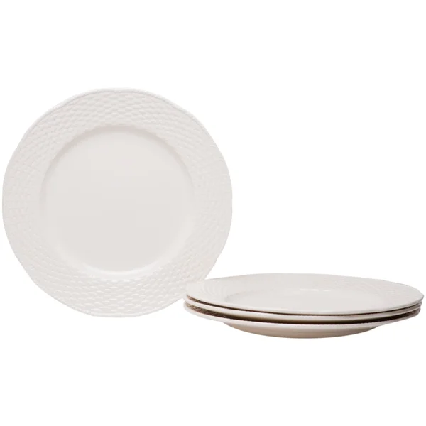 Red Vanilla Nantucket White 11.25x22 Set of 4 Dinner Plates