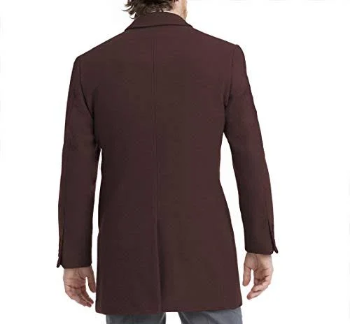Calvin Klein Men's Prosper Wool-Blend X-Fit Overcoat - Burgundy