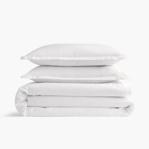 Organic Cotton Percale Duvet Set in Gray Sky - Size Full/Queen by Under The Canopy