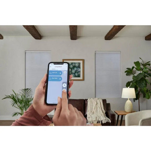 Home Decorators Collection White Cordless Blackout Motorized Cellular Shade - 63.75 in. W x 72 in. L, Winter White