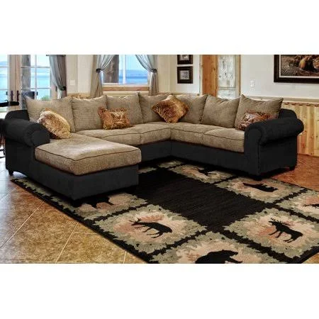 United Weavers Yalor Woodsman Boarder Lodge Black Polypropylene Area Rug or Runner, Size: 7&10 inch x 10&6 inch
