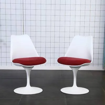 Dining Chairs Swivel Modern White Shape Dining Room Chairs for Kitchen and Dining Room, 2 Chairs (Red with PU Seat) Ivy Bronx Up