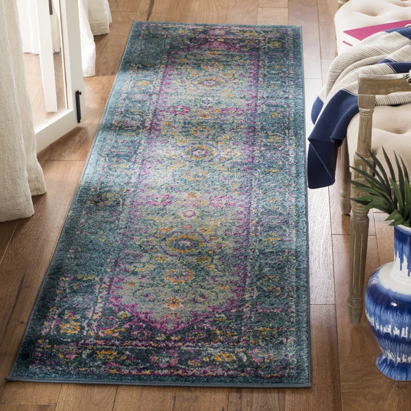 Safavieh Madison Blue/ Fuchsia Rug (9& x 12&)