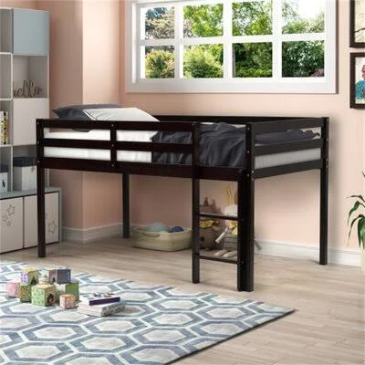 Twin Loft Bed, Espresso Red Barrel Studio Color: Black